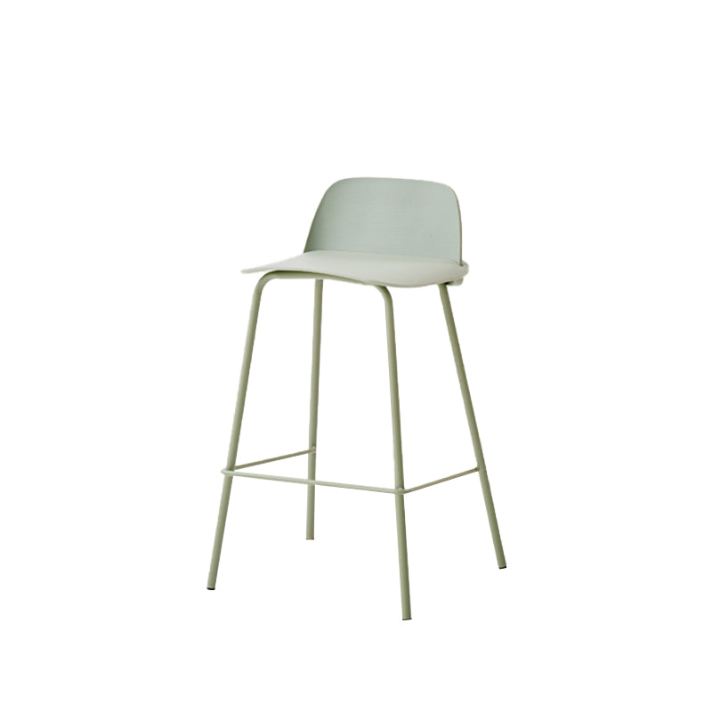 Indoor Glam Armless Low Back Bar Stool Plastic Stool with Steel Legs