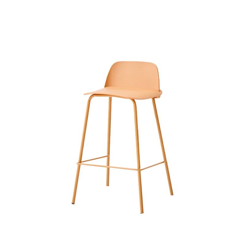 Indoor Glam Armless Low Back Bar Stool Plastic Stool with Steel Legs