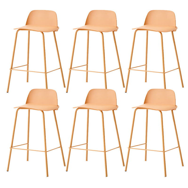 Indoor Glam Armless Low Back Bar Stool Plastic Stool with Steel Legs