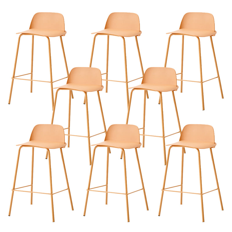 Indoor Glam Armless Low Back Bar Stool Plastic Stool with Steel Legs