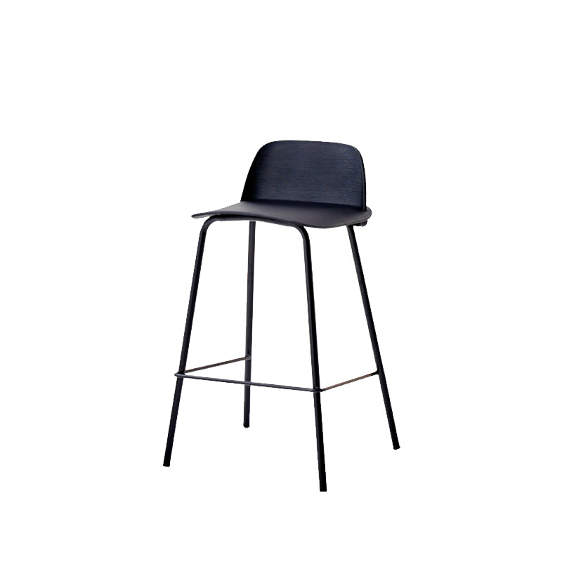Indoor Glam Armless Low Back Bar Stool Plastic Stool with Steel Legs