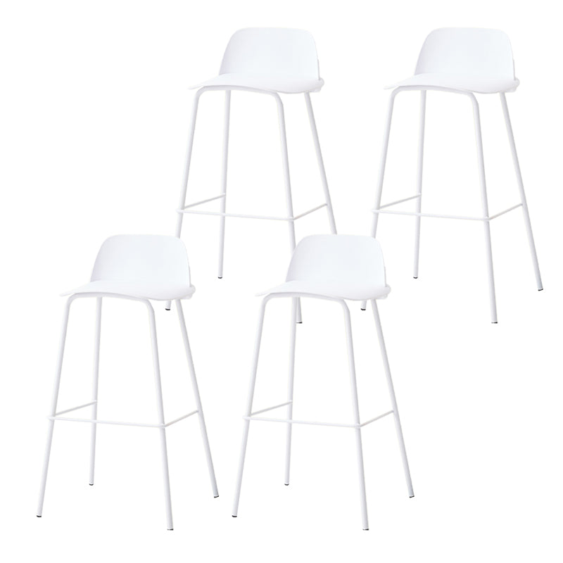 Indoor Glam Armless Low Back Bar Stool Plastic Stool with Steel Legs