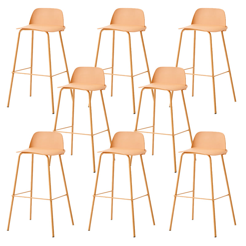 Indoor Glam Armless Low Back Bar Stool Plastic Stool with Steel Legs