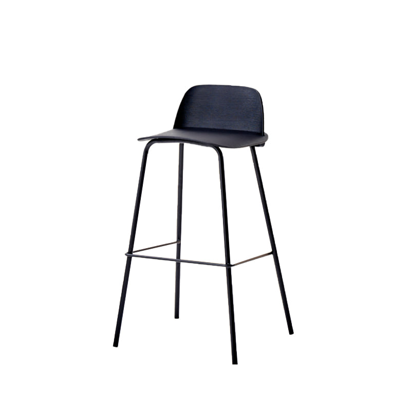 Indoor Glam Armless Low Back Bar Stool Plastic Stool with Steel Legs