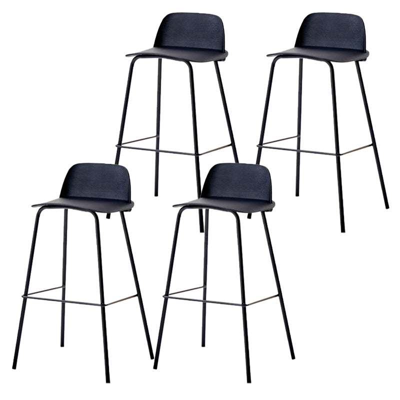 Indoor Glam Armless Low Back Bar Stool Plastic Stool with Steel Legs