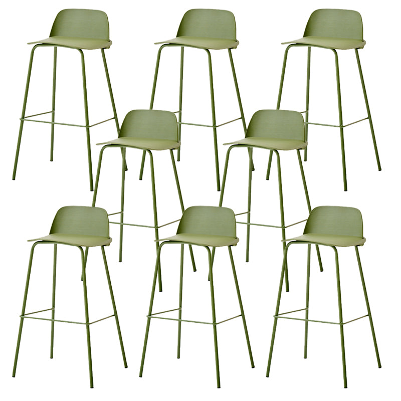 Indoor Glam Armless Low Back Bar Stool Plastic Stool with Steel Legs