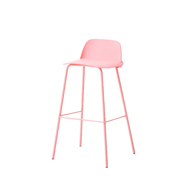 Indoor Glam Armless Low Back Bar Stool Plastic Stool with Steel Legs