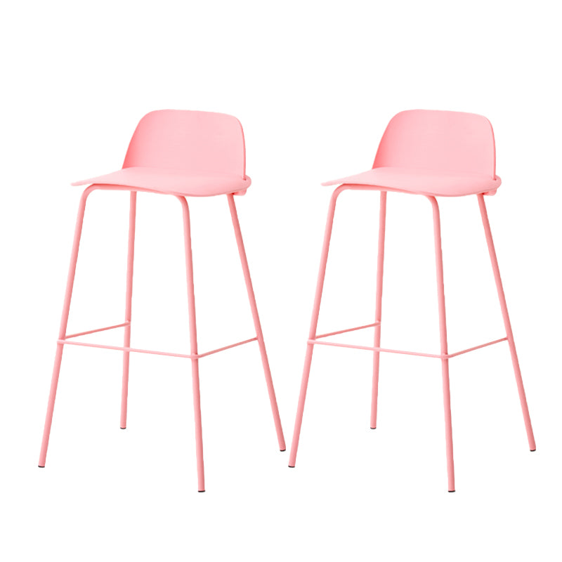 Indoor Glam Armless Low Back Bar Stool Plastic Stool with Steel Legs