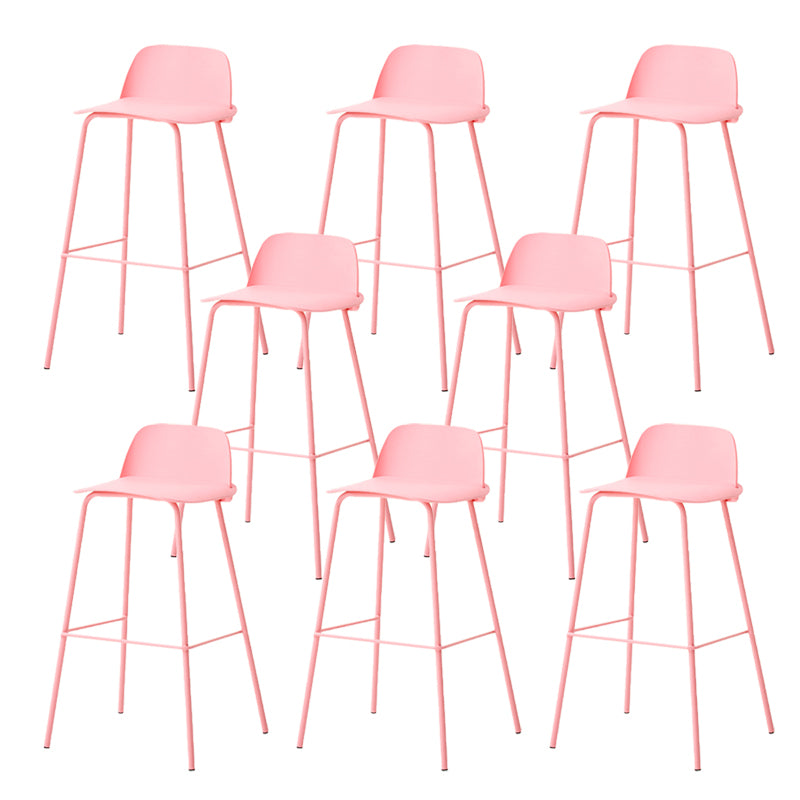 Indoor Glam Armless Low Back Bar Stool Plastic Stool with Steel Legs