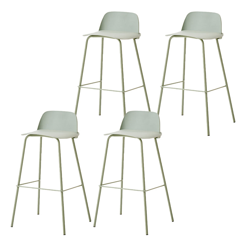 Indoor Glam Armless Low Back Bar Stool Plastic Stool with Steel Legs