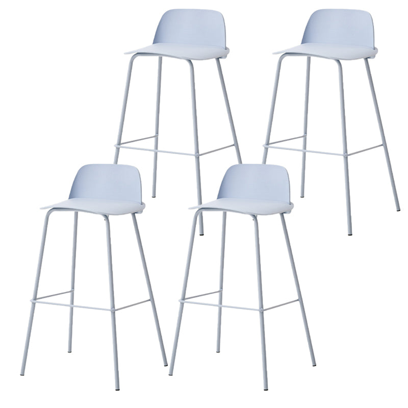 Indoor Glam Armless Low Back Bar Stool Plastic Stool with Steel Legs