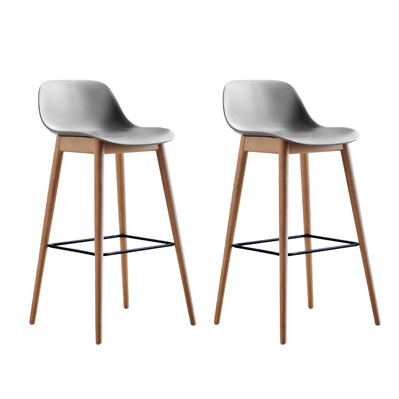 Scandinavian Low Back Armless Bar Stool Beech Solid Wood and Plastic Bar Stool