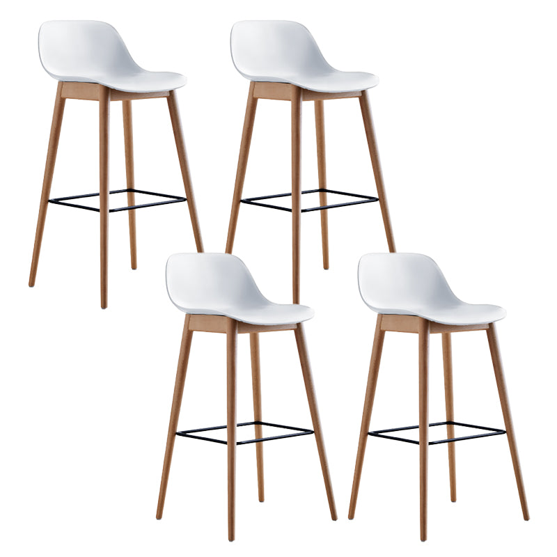 Scandinavian Low Back Armless Bar Stool Beech Solid Wood and Plastic Bar Stool