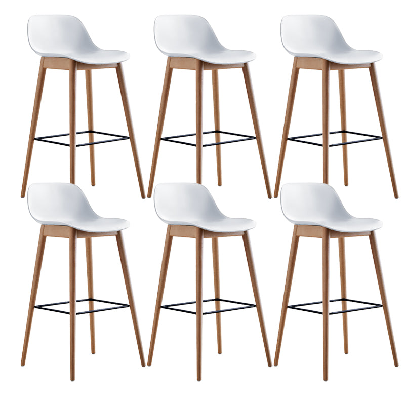 Scandinavian Low Back Armless Bar Stool Beech Solid Wood and Plastic Bar Stool