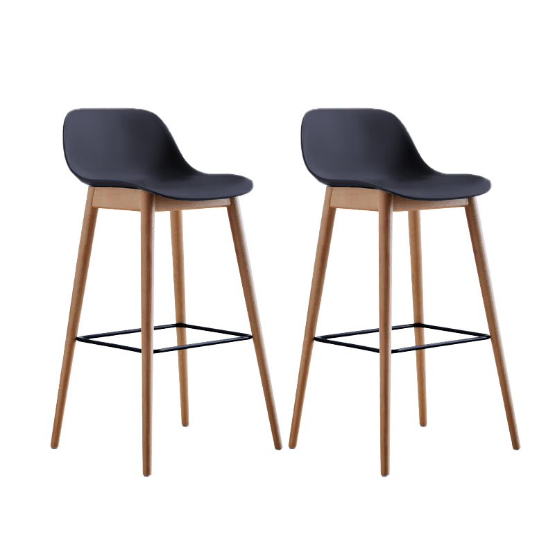 Scandinavian Low Back Armless Bar Stool Beech Solid Wood and Plastic Bar Stool