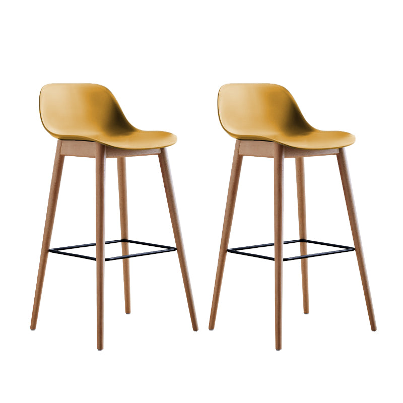 Scandinavian Low Back Armless Bar Stool Beech Solid Wood and Plastic Bar Stool
