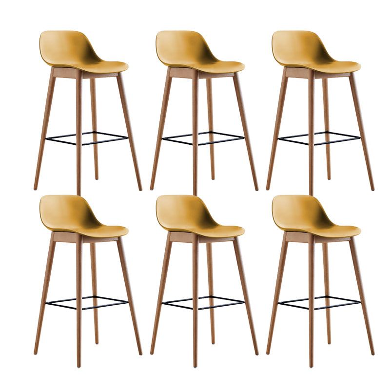 Scandinavian Low Back Armless Bar Stool Beech Solid Wood and Plastic Bar Stool