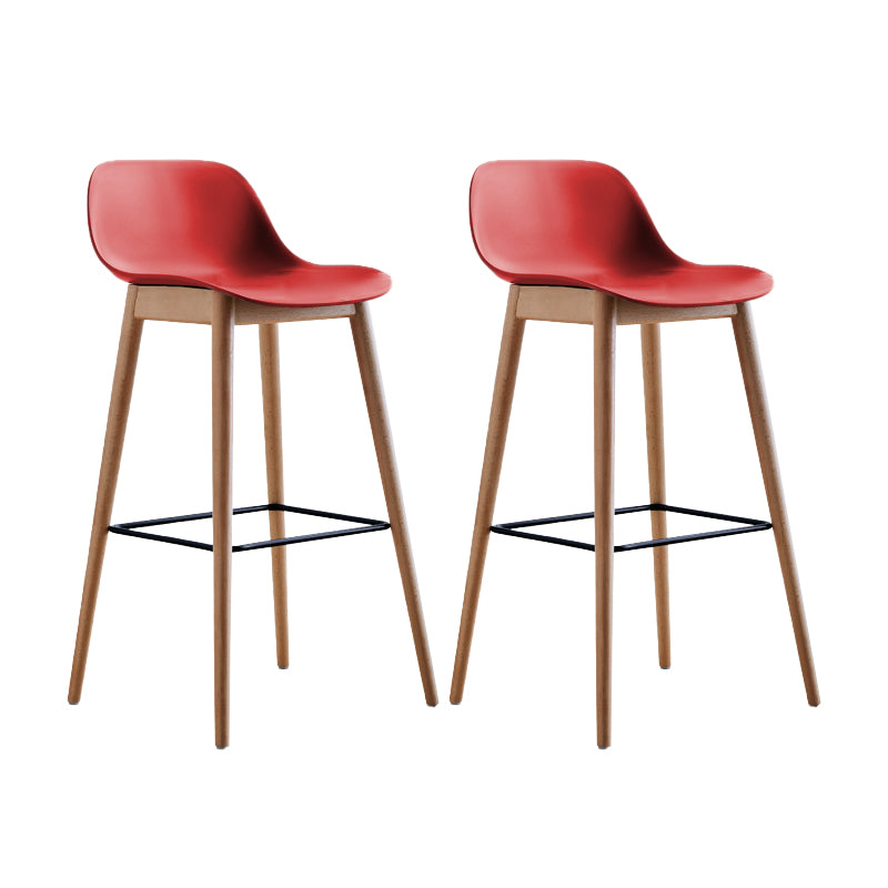 Scandinavian Low Back Armless Bar Stool Beech Solid Wood and Plastic Bar Stool