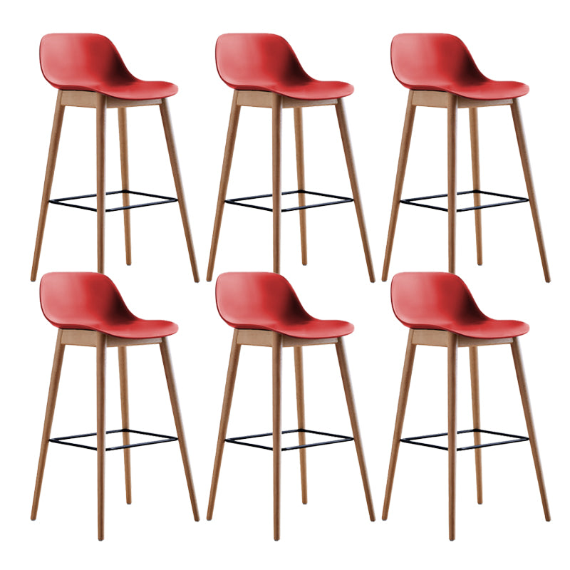 Scandinavian Low Back Armless Bar Stool Beech Solid Wood and Plastic Bar Stool