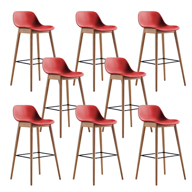 Scandinavian Low Back Armless Bar Stool Beech Solid Wood and Plastic Bar Stool