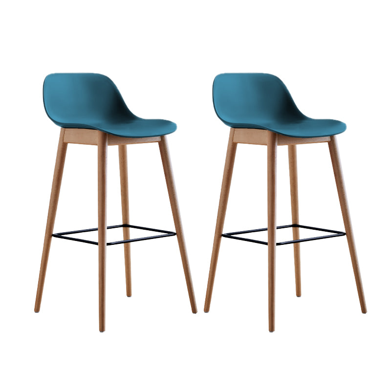 Scandinavian Low Back Armless Bar Stool Beech Solid Wood and Plastic Bar Stool