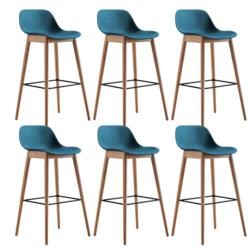 Scandinavian Low Back Armless Bar Stool Beech Solid Wood and Plastic Bar Stool