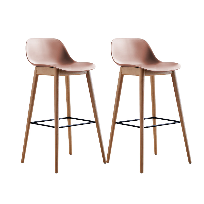 Scandinavian Low Back Armless Bar Stool Beech Solid Wood and Plastic Bar Stool