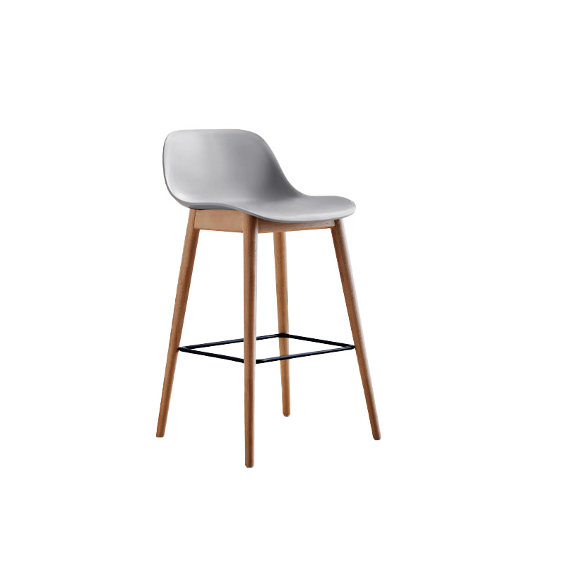 Scandinavian Low Back Armless Bar Stool Beech Solid Wood and Plastic Bar Stool