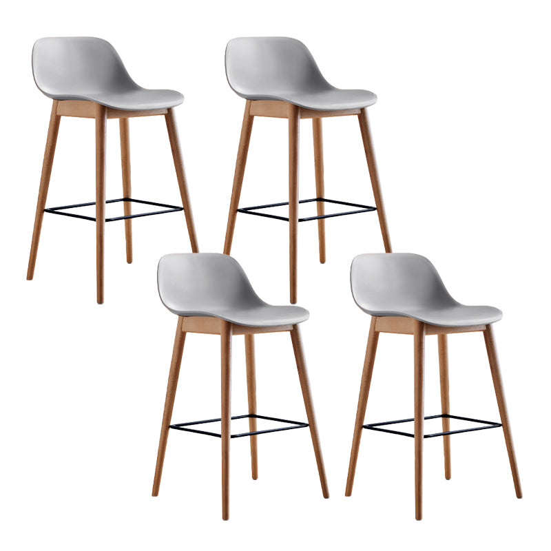 Scandinavian Low Back Armless Bar Stool Beech Solid Wood and Plastic Bar Stool