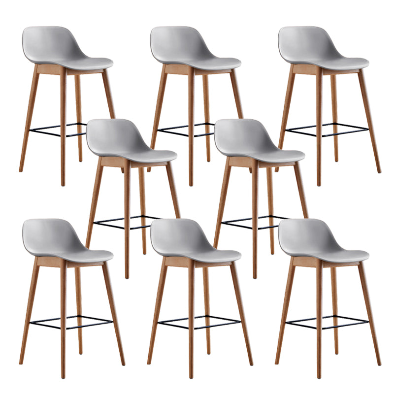 Scandinavian Low Back Armless Bar Stool Beech Solid Wood and Plastic Bar Stool