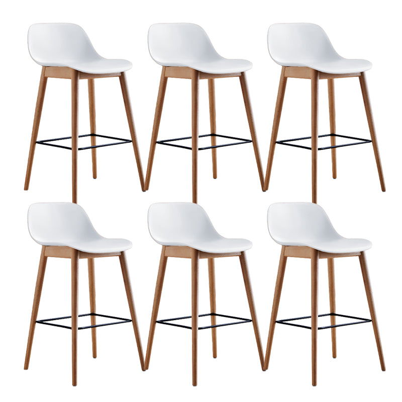 Scandinavian Low Back Armless Bar Stool Beech Solid Wood and Plastic Bar Stool
