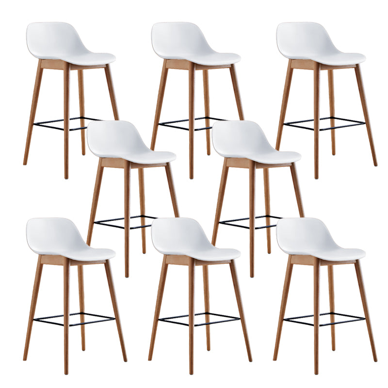 Scandinavian Low Back Armless Bar Stool Beech Solid Wood and Plastic Bar Stool