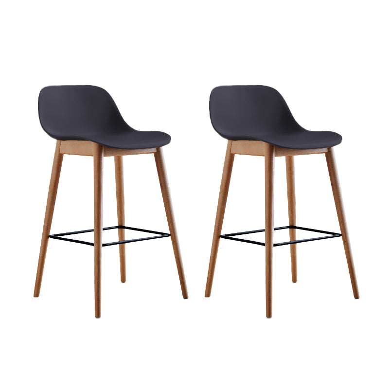 Scandinavian Low Back Armless Bar Stool Beech Solid Wood and Plastic Bar Stool