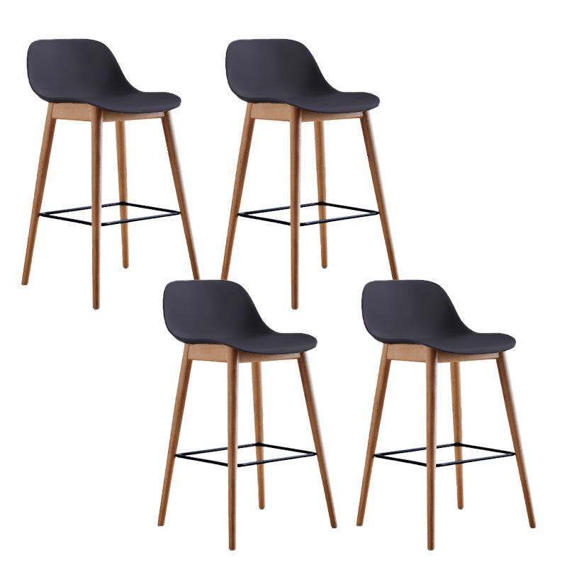 Scandinavian Low Back Armless Bar Stool Beech Solid Wood and Plastic Bar Stool