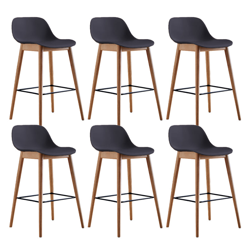 Scandinavian Low Back Armless Bar Stool Beech Solid Wood and Plastic Bar Stool