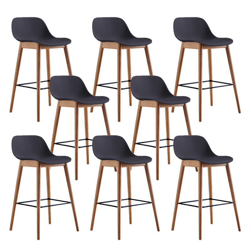 Scandinavian Low Back Armless Bar Stool Beech Solid Wood and Plastic Bar Stool