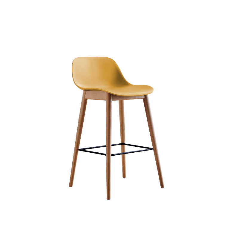 Scandinavian Low Back Armless Bar Stool Beech Solid Wood and Plastic Bar Stool