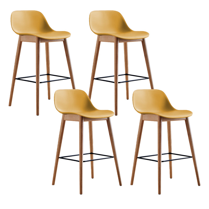 Scandinavian Low Back Armless Bar Stool Beech Solid Wood and Plastic Bar Stool