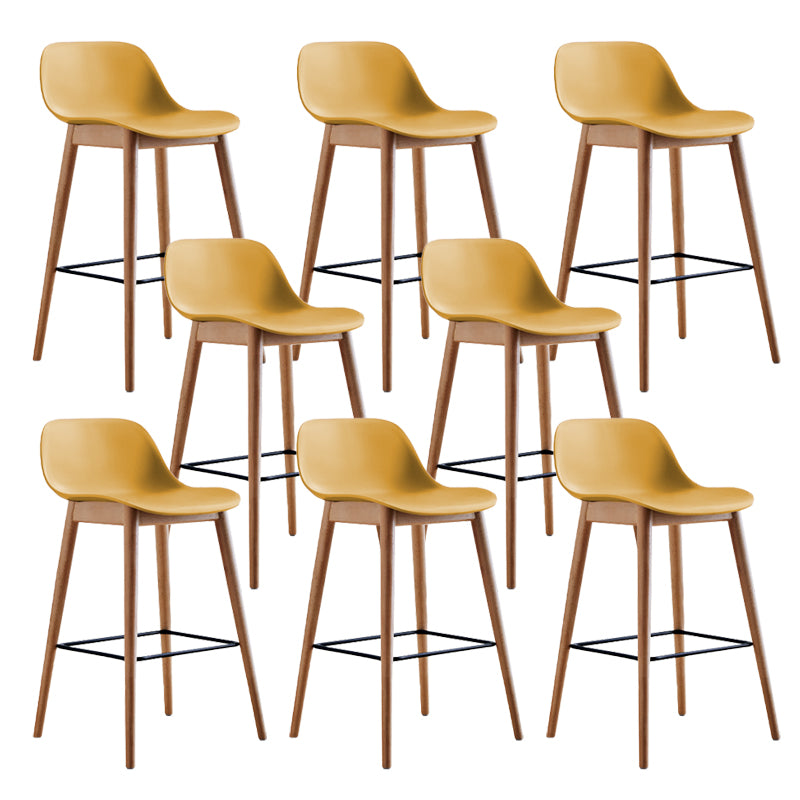 Scandinavian Low Back Armless Bar Stool Beech Solid Wood and Plastic Bar Stool