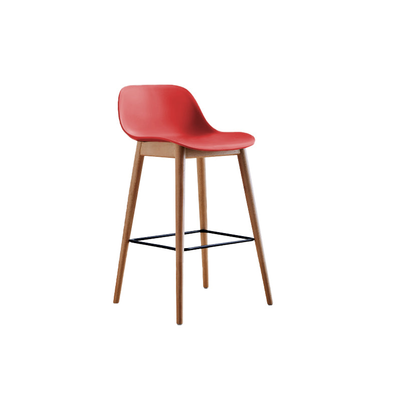 Scandinavian Low Back Armless Bar Stool Beech Solid Wood and Plastic Bar Stool