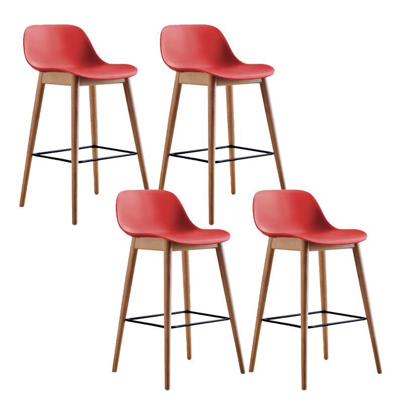 Scandinavian Low Back Armless Bar Stool Beech Solid Wood and Plastic Bar Stool