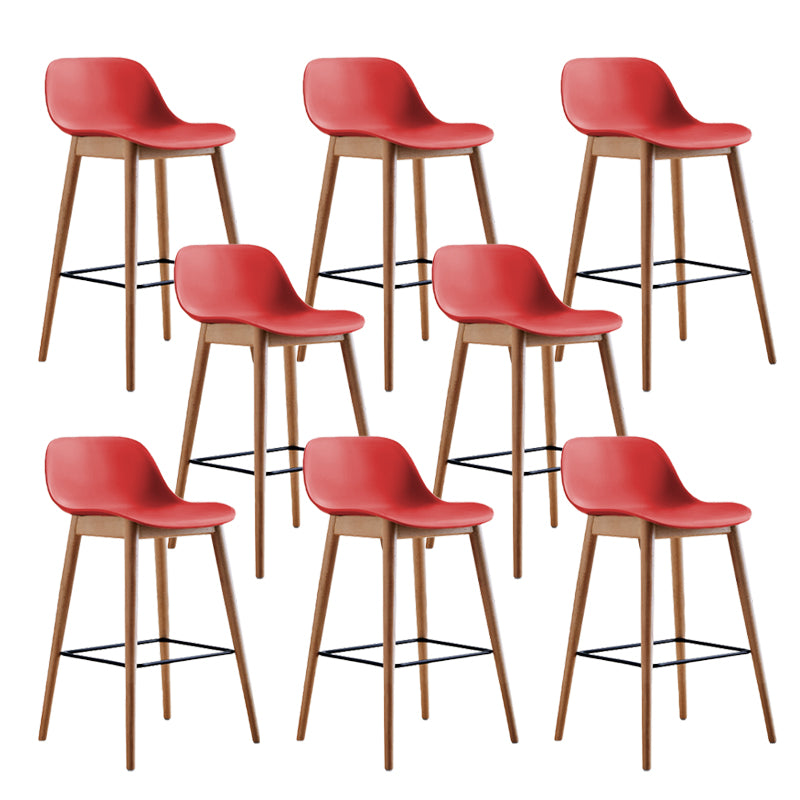 Scandinavian Low Back Armless Bar Stool Beech Solid Wood and Plastic Bar Stool