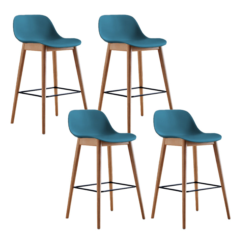 Scandinavian Low Back Armless Bar Stool Beech Solid Wood and Plastic Bar Stool