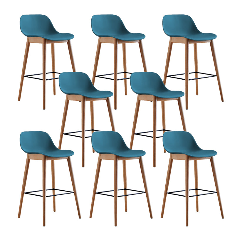 Scandinavian Low Back Armless Bar Stool Beech Solid Wood and Plastic Bar Stool