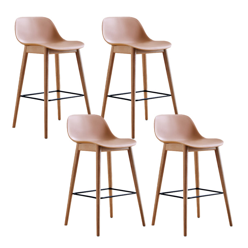 Scandinavian Low Back Armless Bar Stool Beech Solid Wood and Plastic Bar Stool