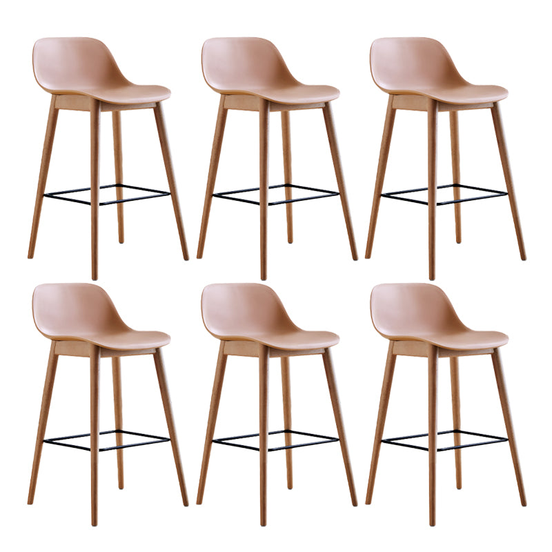 Scandinavian Low Back Armless Bar Stool Beech Solid Wood and Plastic Bar Stool