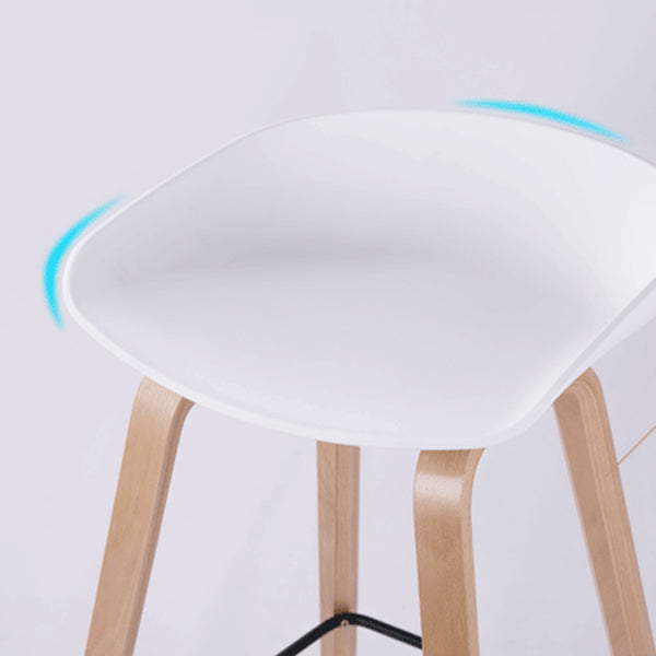 Indoor Plastic Bucket Seat Scandinavian Armless Bar Height Stool with Wood Legs
