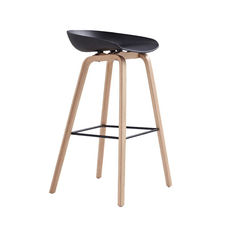 Indoor Plastic Bucket Seat Scandinavian Armless Bar Height Stool with Wood Legs