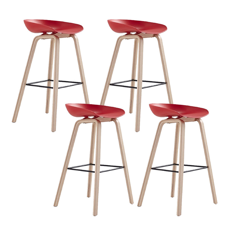 Indoor Plastic Bucket Seat Scandinavian Armless Bar Height Stool with Wood Legs