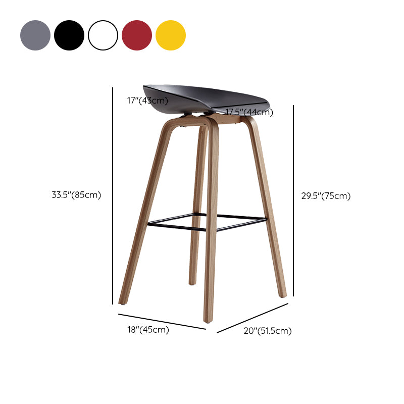 Indoor Plastic Bucket Seat Scandinavian Armless Bar Height Stool with Wood Legs